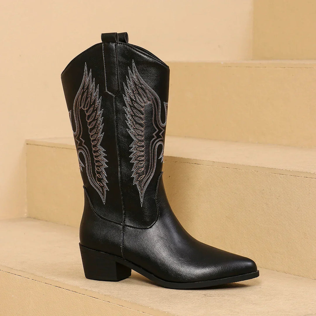 Boots For Women | Embroidered Design Pointed Toe