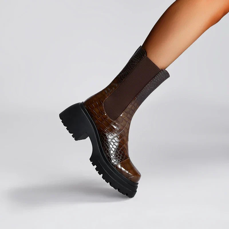 Boots For Women | Platform Sole Elastic Side Panels