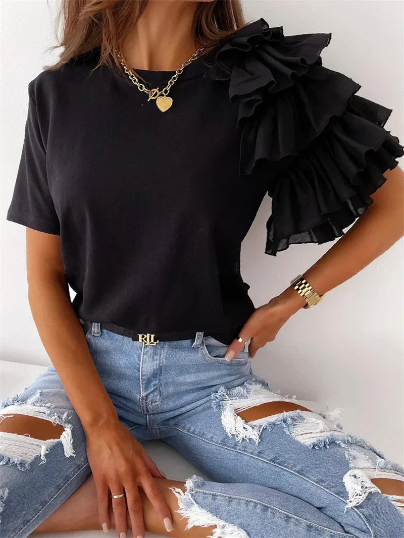Women’s Blouse | Short Sleeve Ruffle