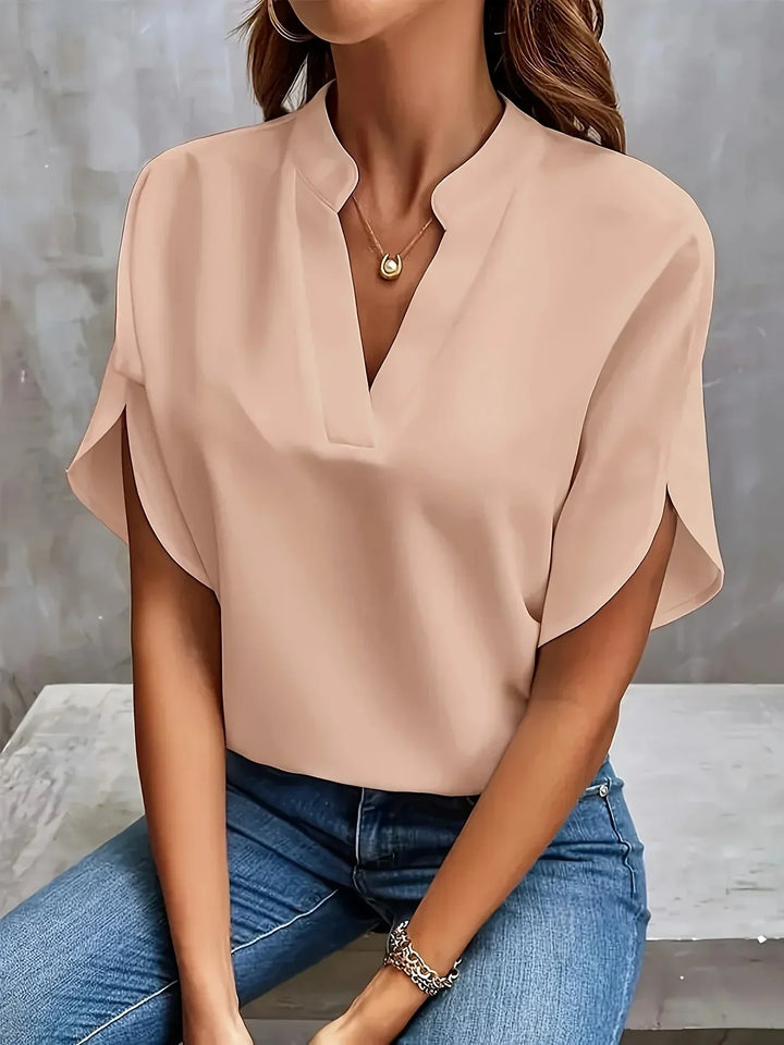 Women's Blouse | Split Neckline Short Sleeve