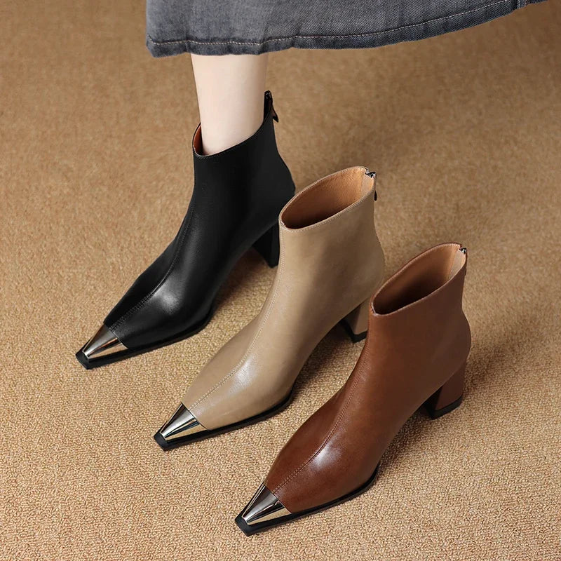 Boots For Women | Block Heel Pointed Closed Toe