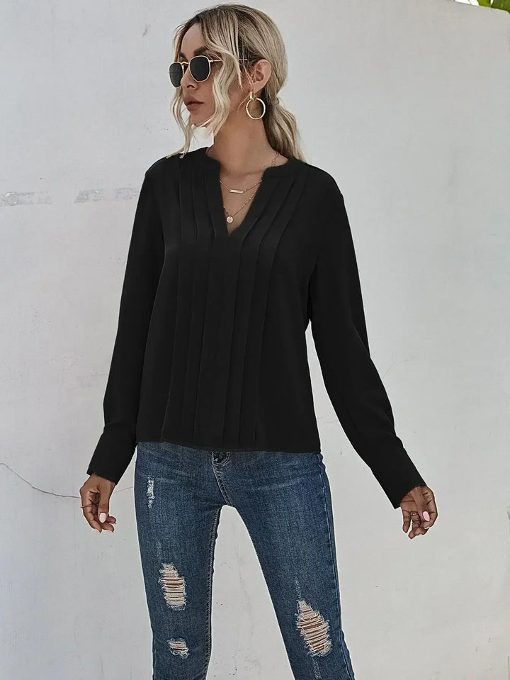 Women’s Blouse | V-Neck Pleated