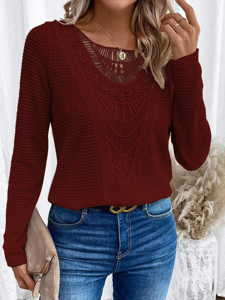 Women's Sweater | Crochet-style Front Panel