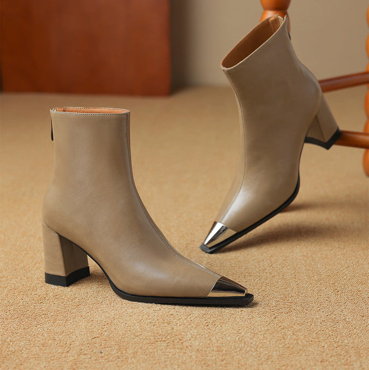 Boots For Women | Block Heel Pointed Closed Toe