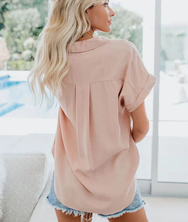 Women’s Blouse | Button-Front Short-Sleeve