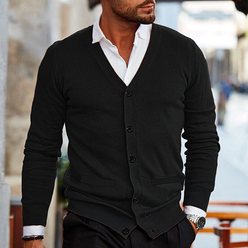 Men’s Cardigan | V Neck Button Front