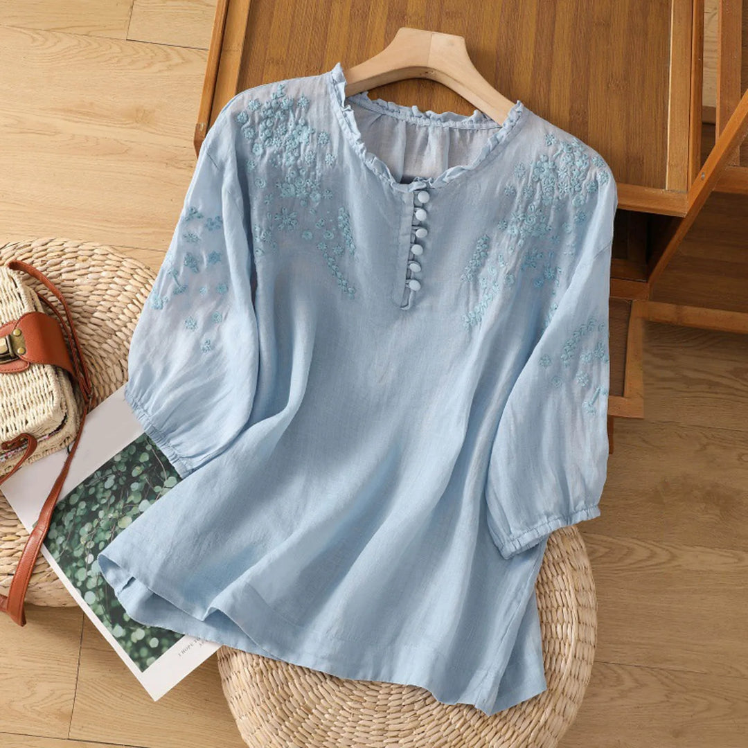 Women's Blouse | Front Detail Partial Button