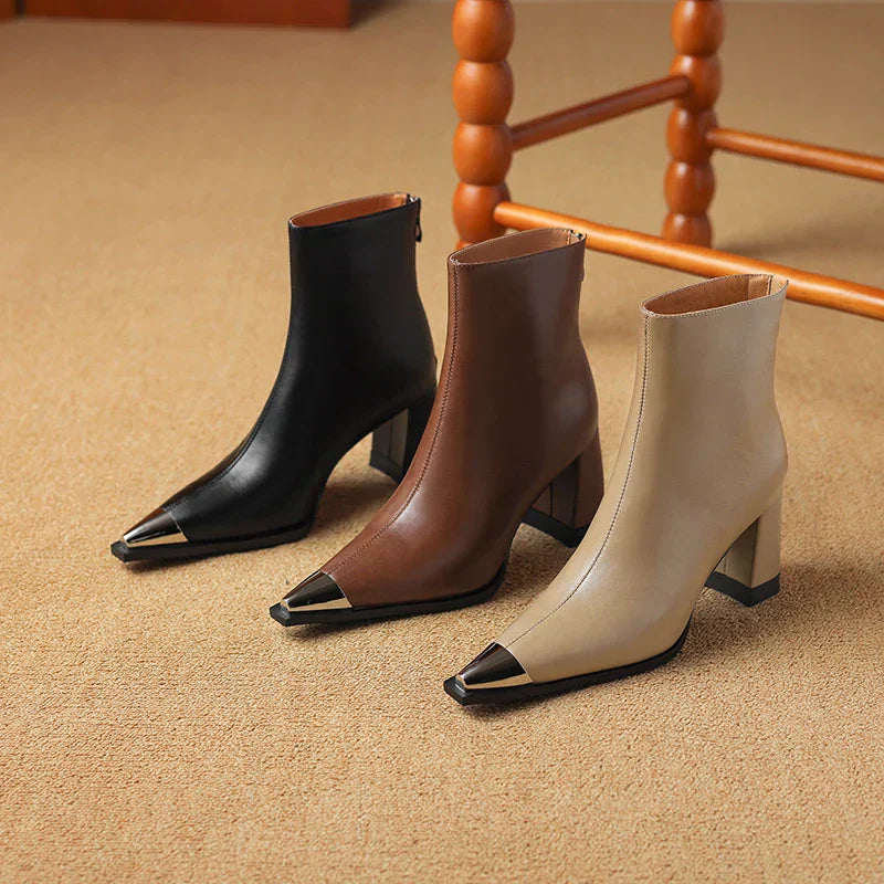 Boots For Women | Block Heel Pointed Closed Toe