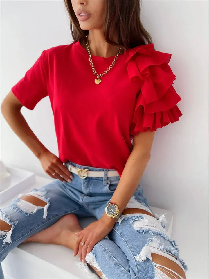 Women’s Blouse | Short Sleeve Ruffle