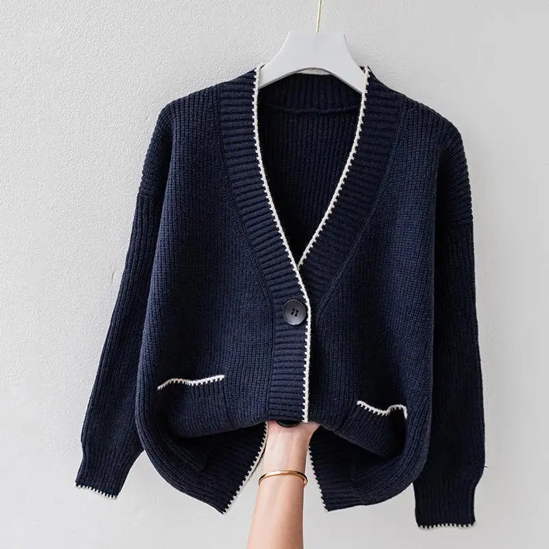 Women's Cardigan | V-Neckline Front Patch Pockets