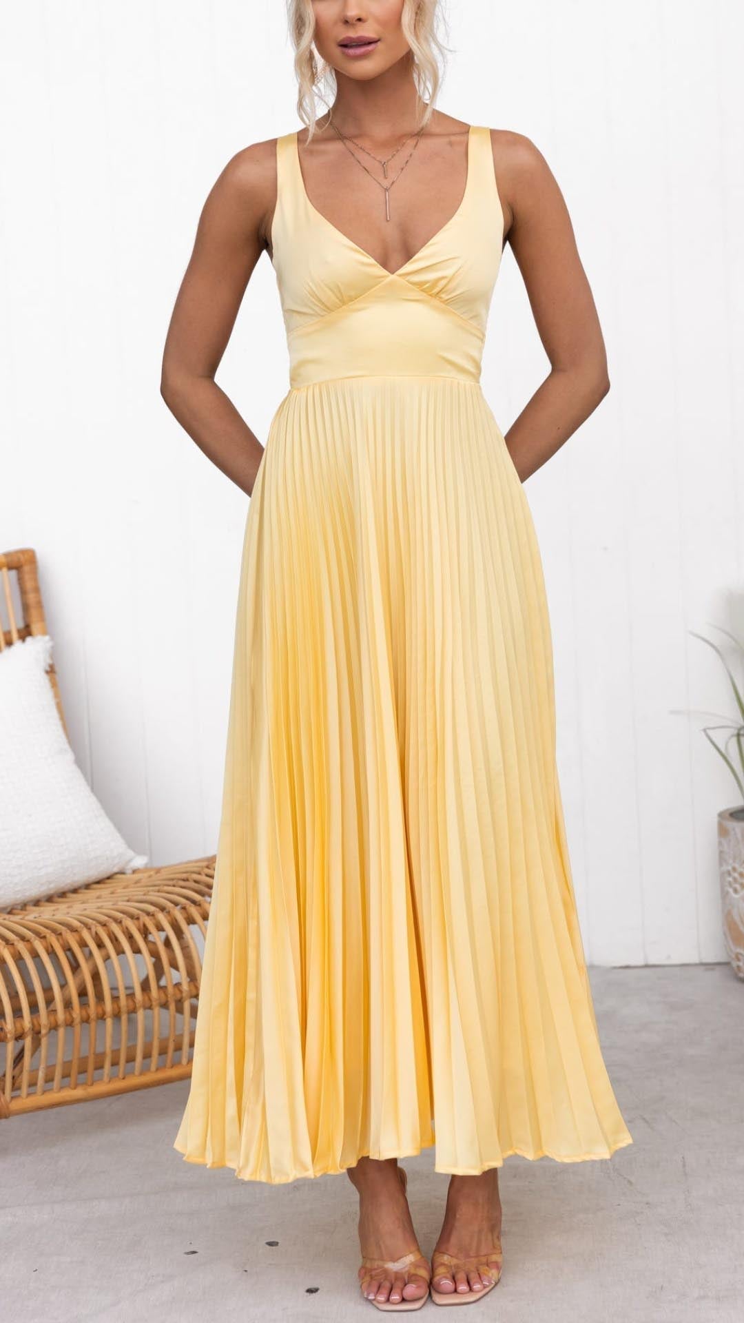 Women’s Dress |  Pleated Maxi-Length