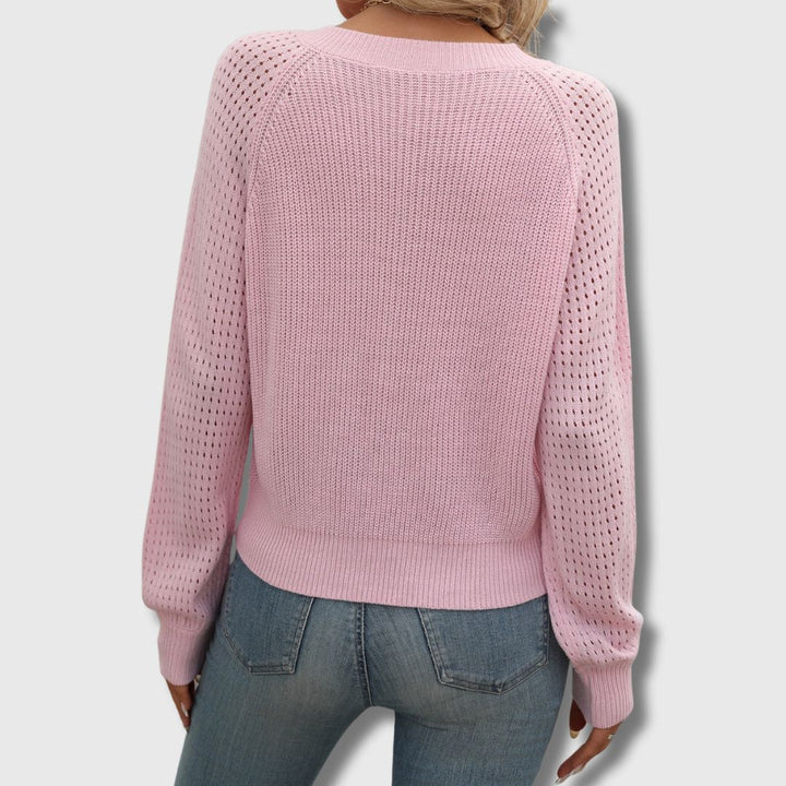 Women’s Sweater | V-Neck Open-knit Detailing