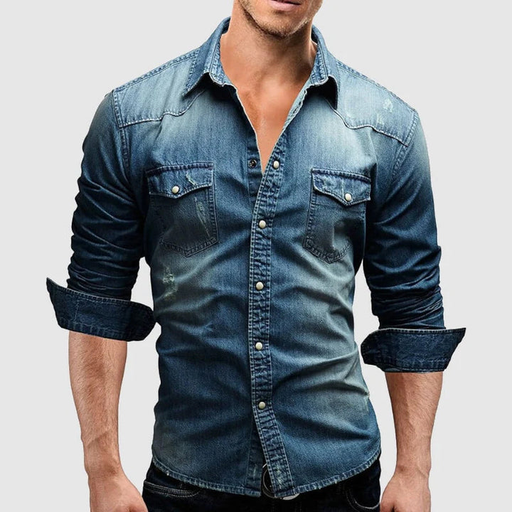 Men’s Long Sleeve Shirt | Button Front Chest Pockets