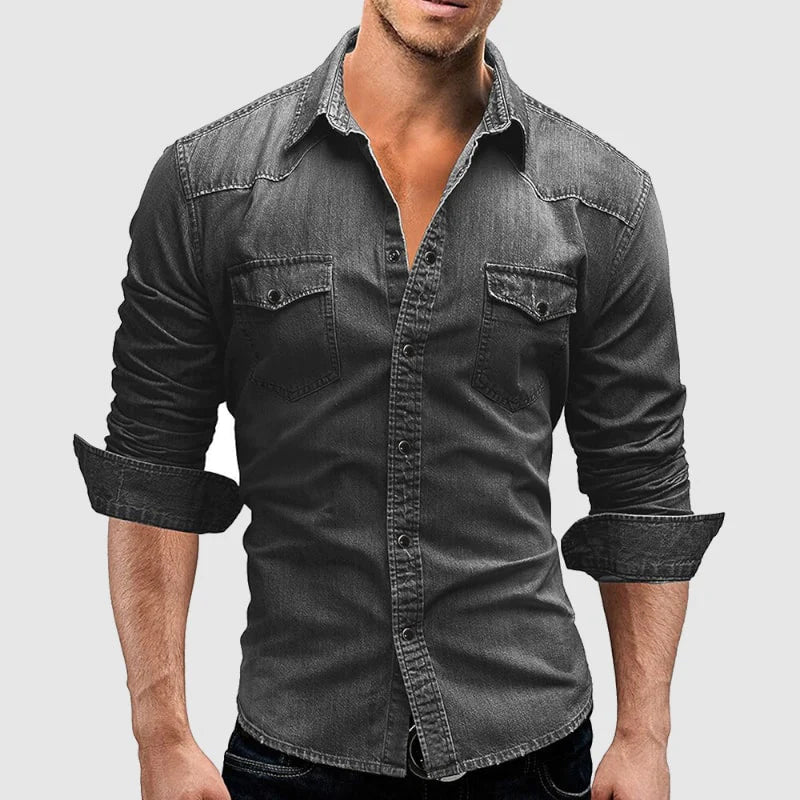 Men’s Long Sleeve Shirt | Button Front Chest Pockets