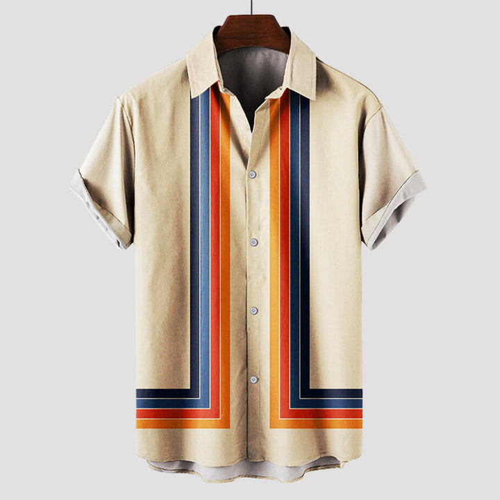 Men’s Button Down Shirt | Short Sleeve Stripe Design