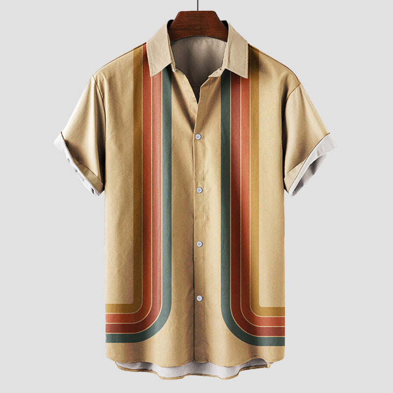 Men’s Button Down Shirt | Short Sleeve Stripe Design