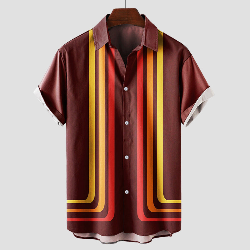 Men’s Button Down Shirt | Short Sleeve Stripe Design