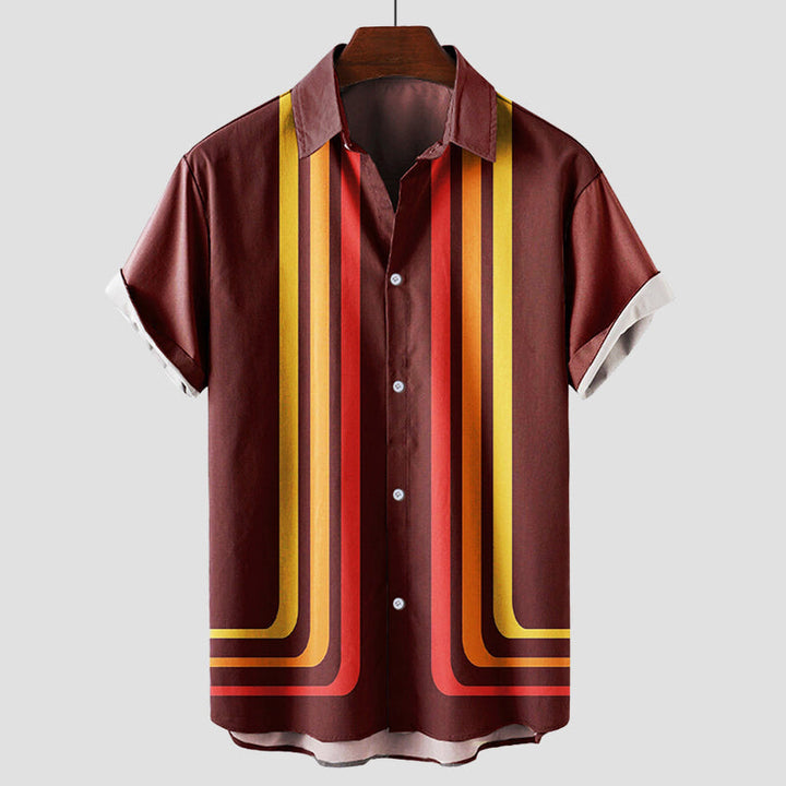 Men’s Button Down Shirt | Short Sleeve Stripe Design