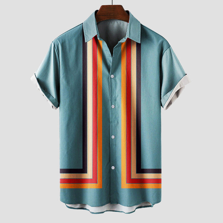 Men’s Button Down Shirt | Short Sleeve Stripe Design