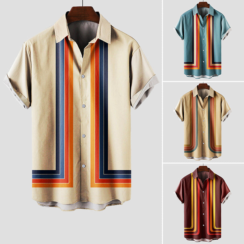 Men’s Button Down Shirt | Short Sleeve Stripe Design