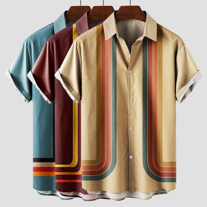 Men’s Button Down Shirt | Short Sleeve Stripe Design