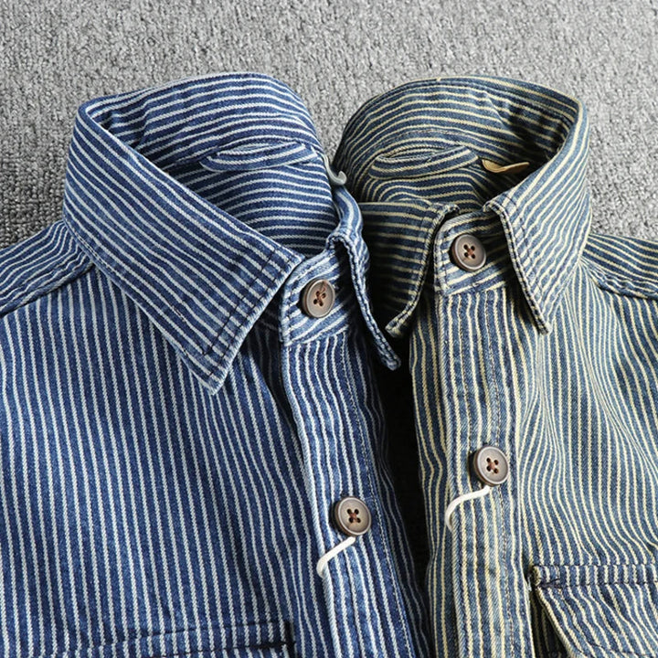 Men’s Long Sleeve Shirt | Stripe Button Front