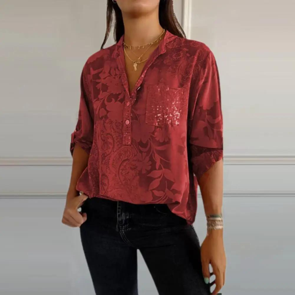 Women’s Blouse | Sheer Button Front