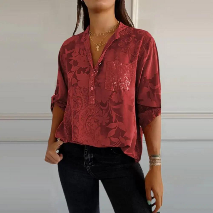 Women’s Blouse | Sheer Button Front