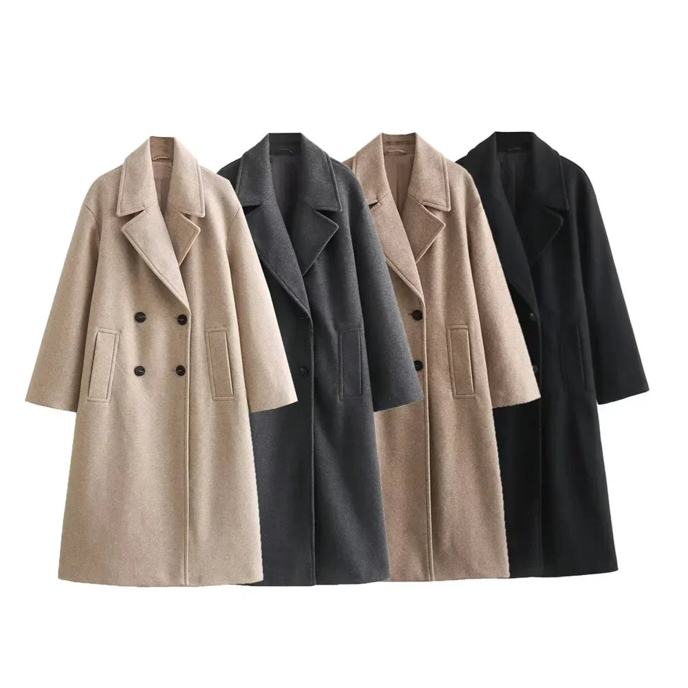 Women’s Coat | Wide Longline Lapel