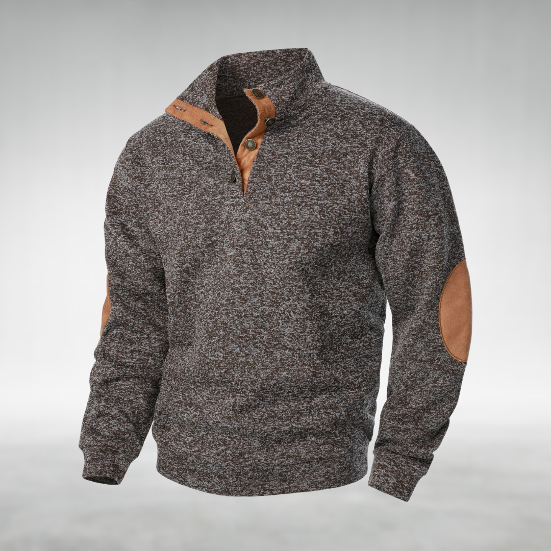 Men’s Sweatshirt | Button Neck Elbow Patch