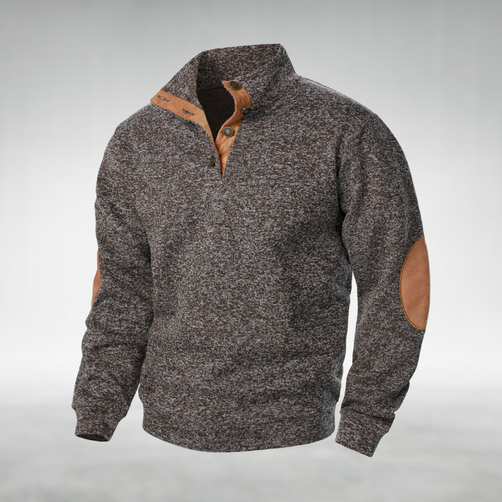 Men’s Sweatshirt | Button Neck Elbow Patch