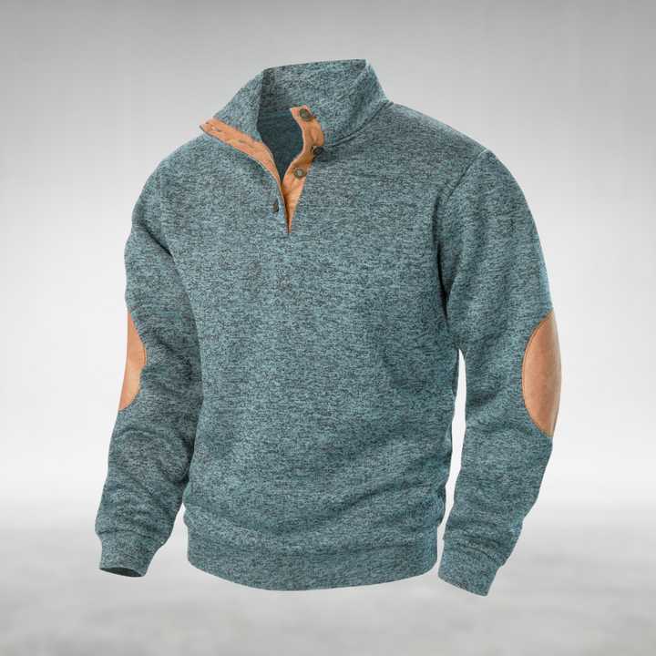 Men’s Sweatshirt | Button Neck Elbow Patch