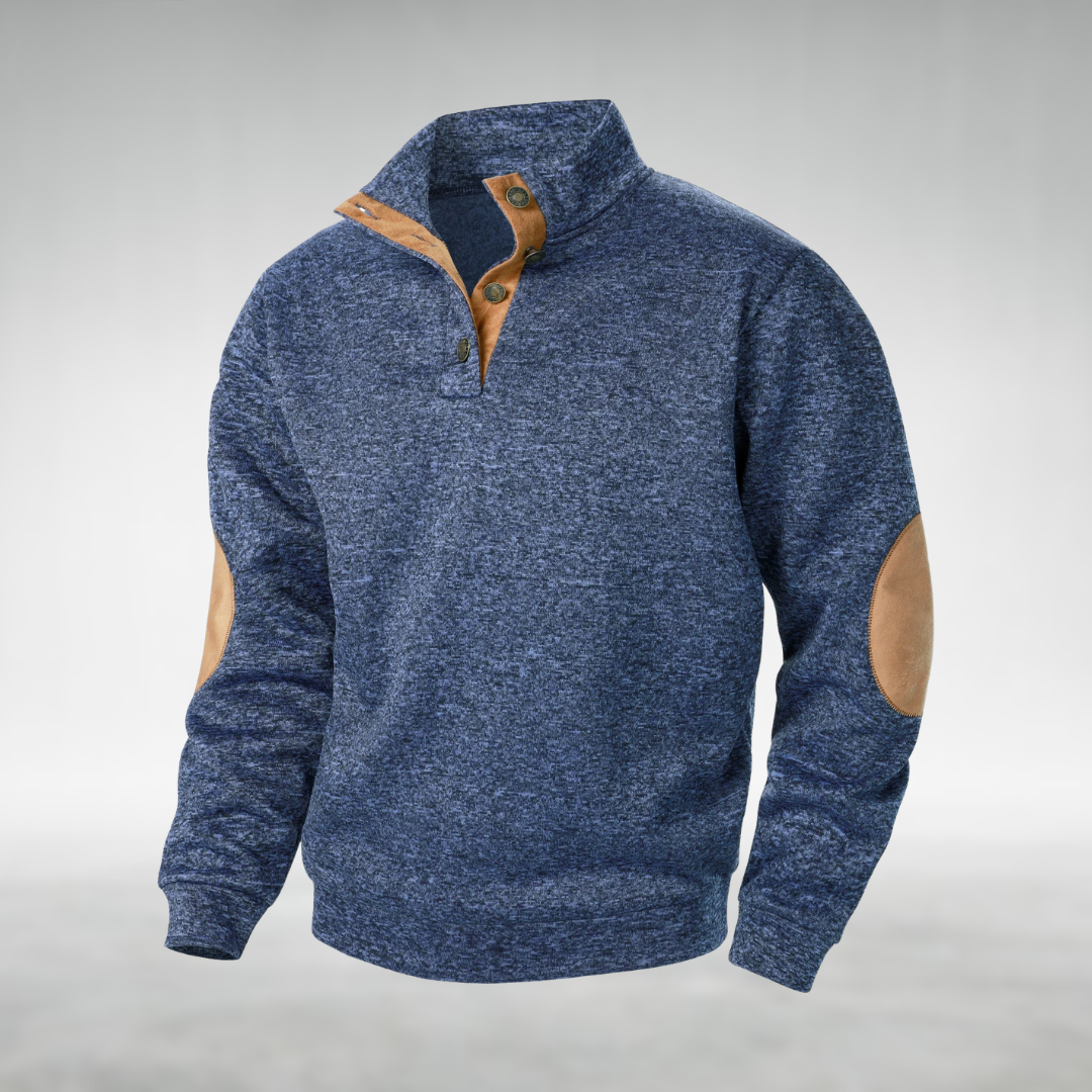 Men’s Sweatshirt | Button Neck Elbow Patch