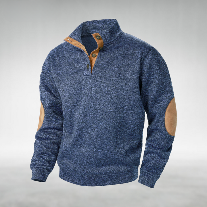 Men’s Sweatshirt | Button Neck Elbow Patch