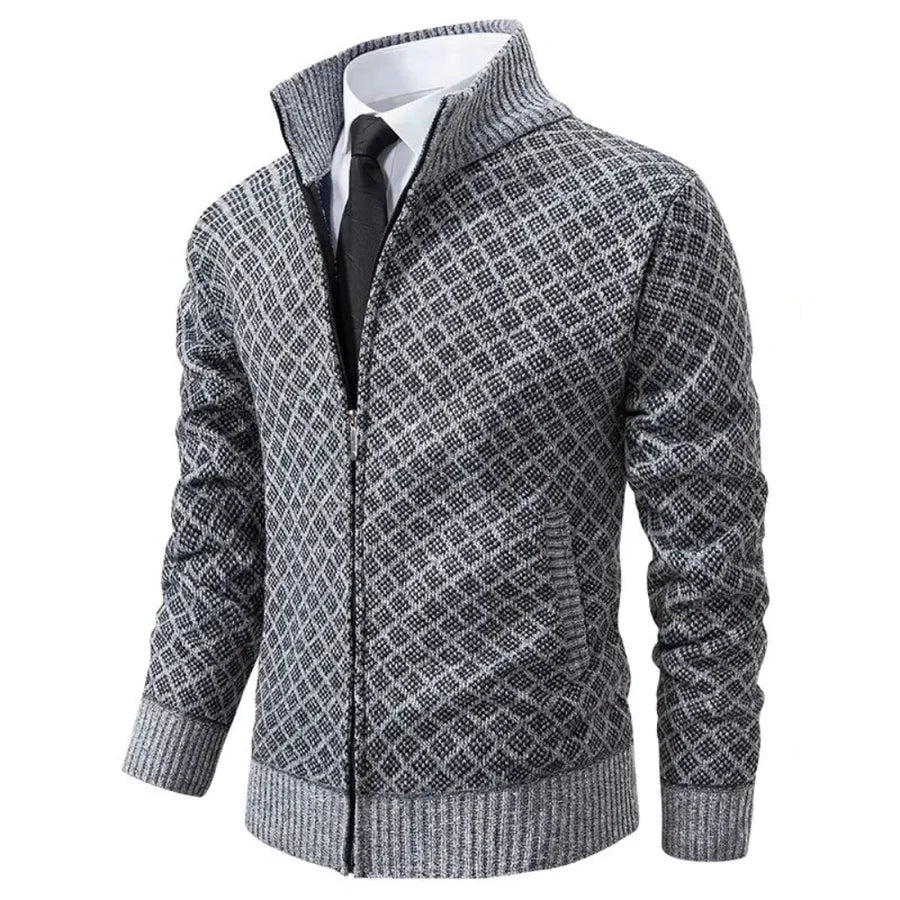 Men's Cardigan | Zip Front Stand Collar