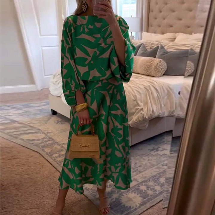 Women's Two-Piece Set  | Long Sleeve Top Midi-length Skirt