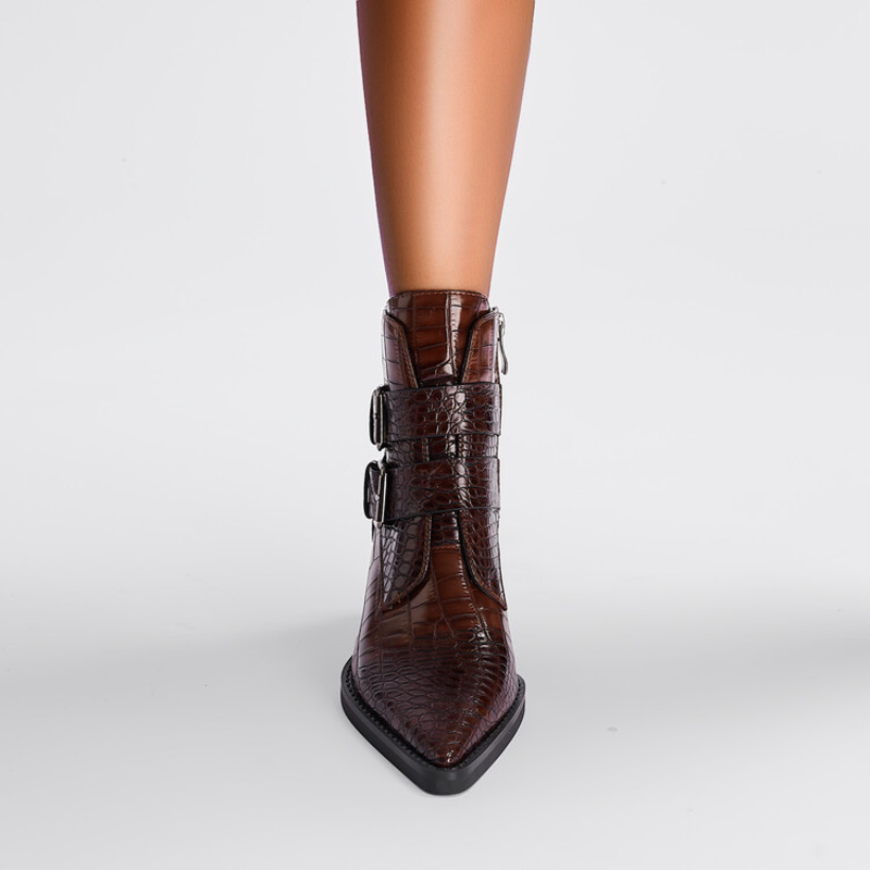 Boots For Women | Pointed Toe Buckle Strap Details