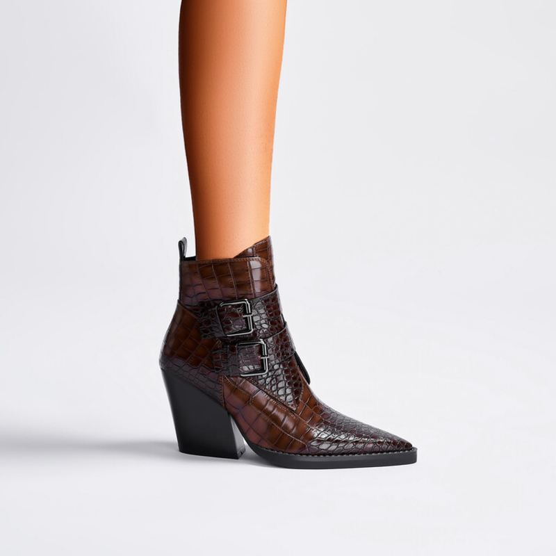 Boots For Women | Pointed Toe Buckle Strap Details