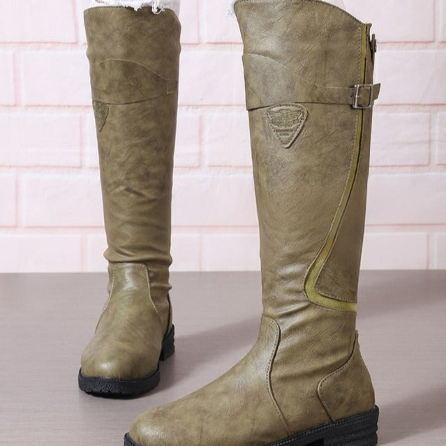 Knee-High Boots for Women | Buckle Strap Lug Sole