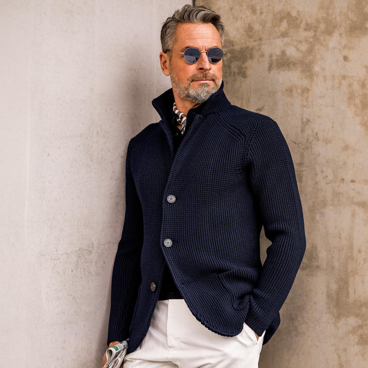 Men’s Cardigan | Button Front Stand Collar