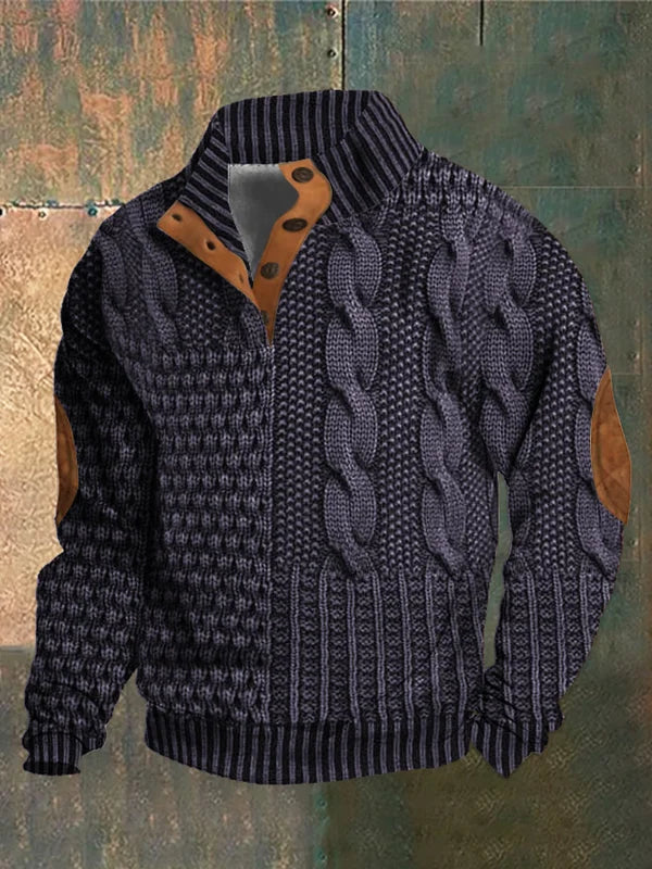 Men’s Sweater | Button Neck Cable Knit