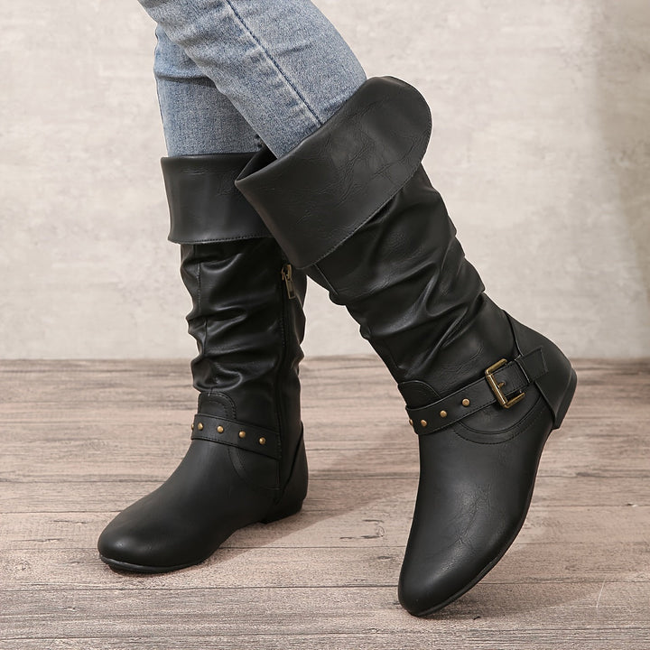 Boots For Women | Flat Heel Side Zip Detail