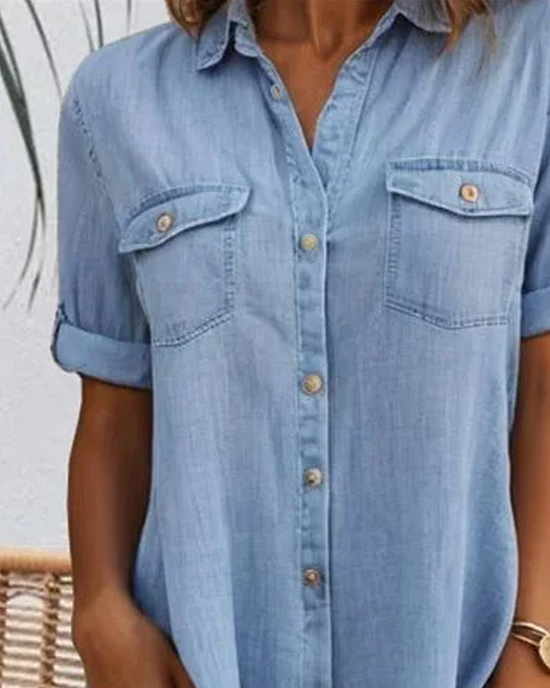 Women's Dress | Front Pockets Collared Neckline