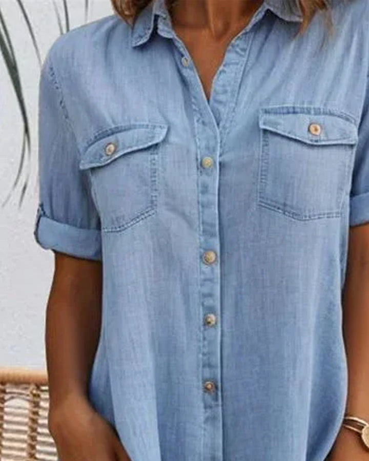 Women's Dress | Front Pockets Collared Neckline