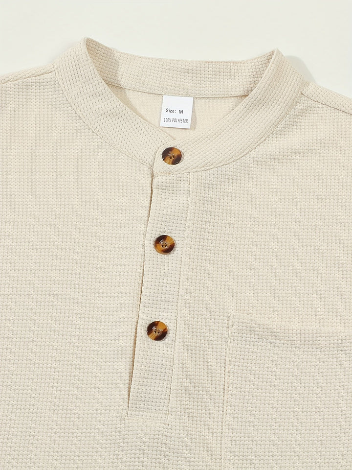 Abraham | Textured Long Sleeve Henley Shirt