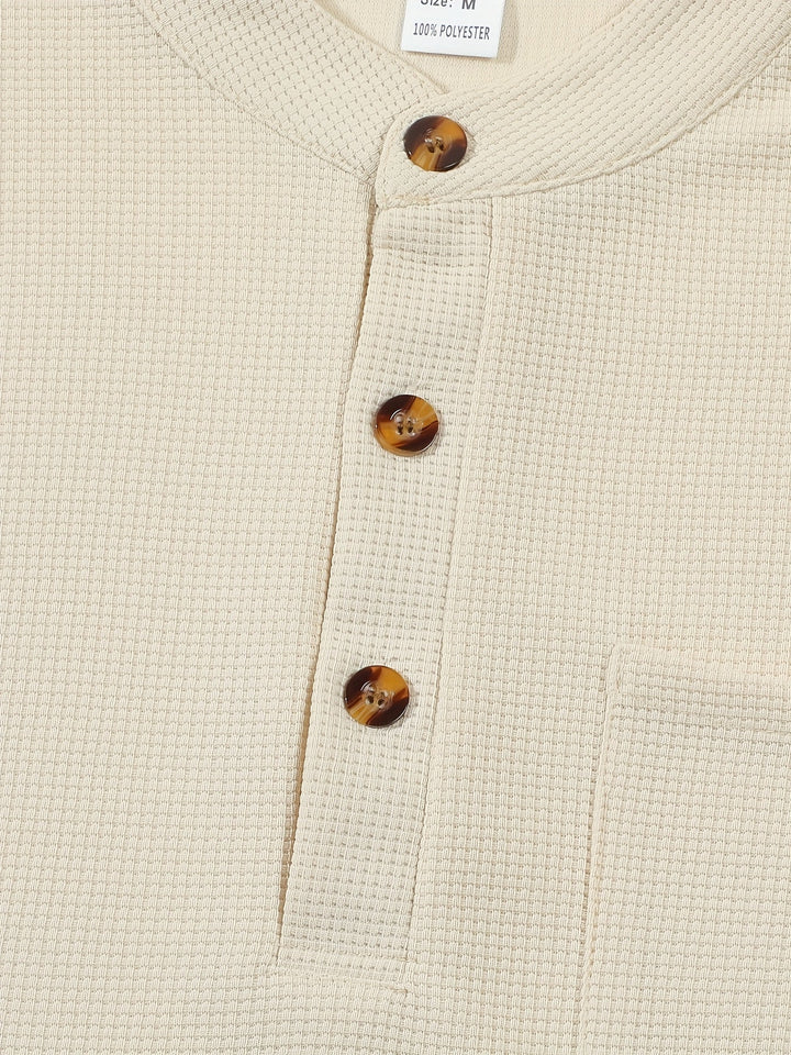 Abraham | Textured Long Sleeve Henley Shirt