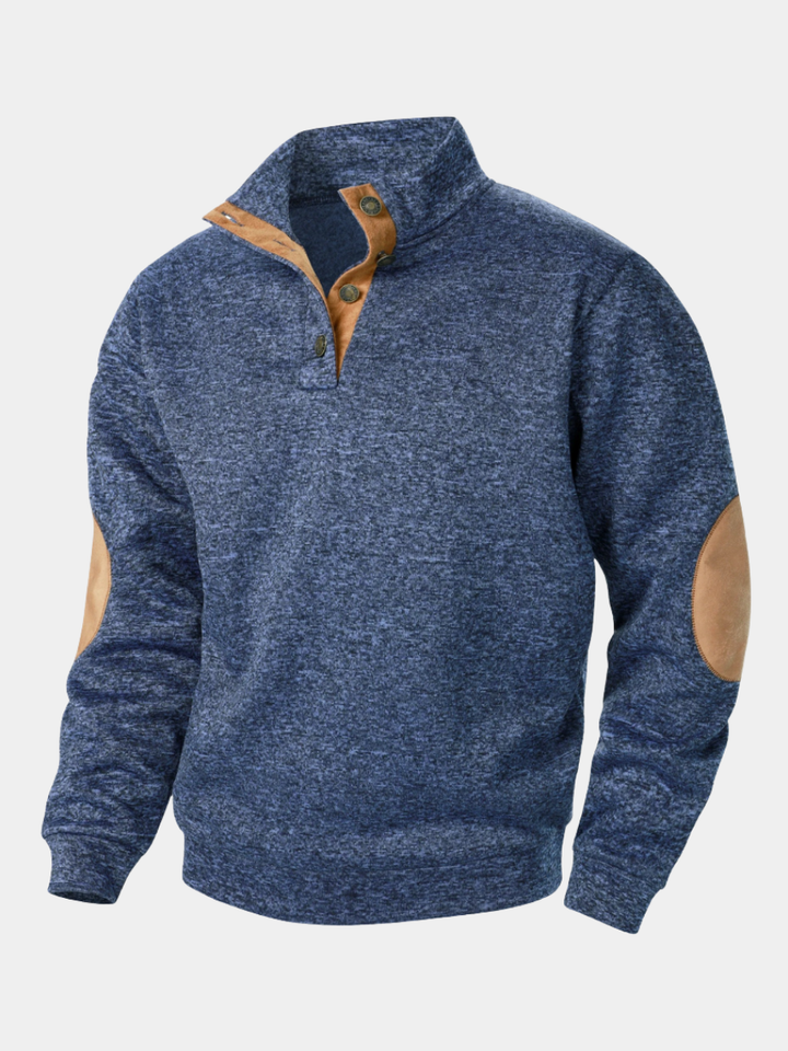 Men’s Sweatshirt | Button Neck Elbow Patch