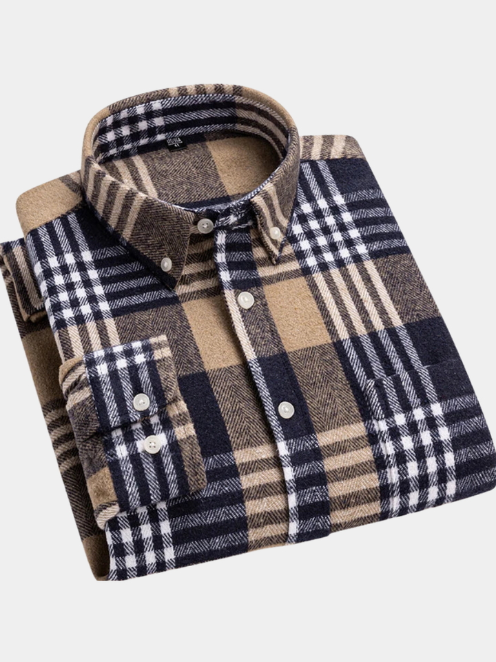 Men’s Long Sleeve Shirt | Plaid Button Front