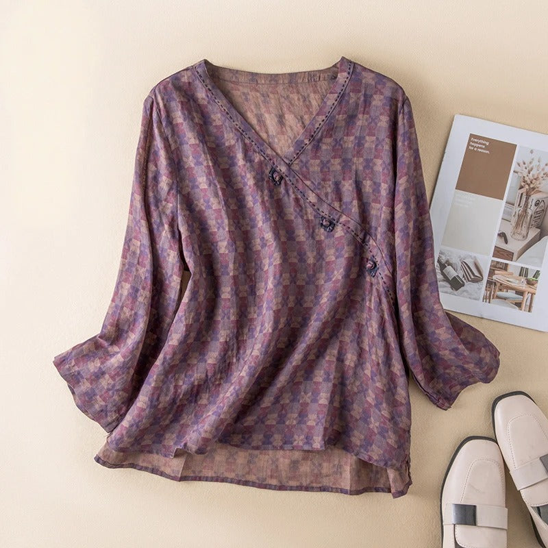 Women’s Blouse | Printed V-Neck