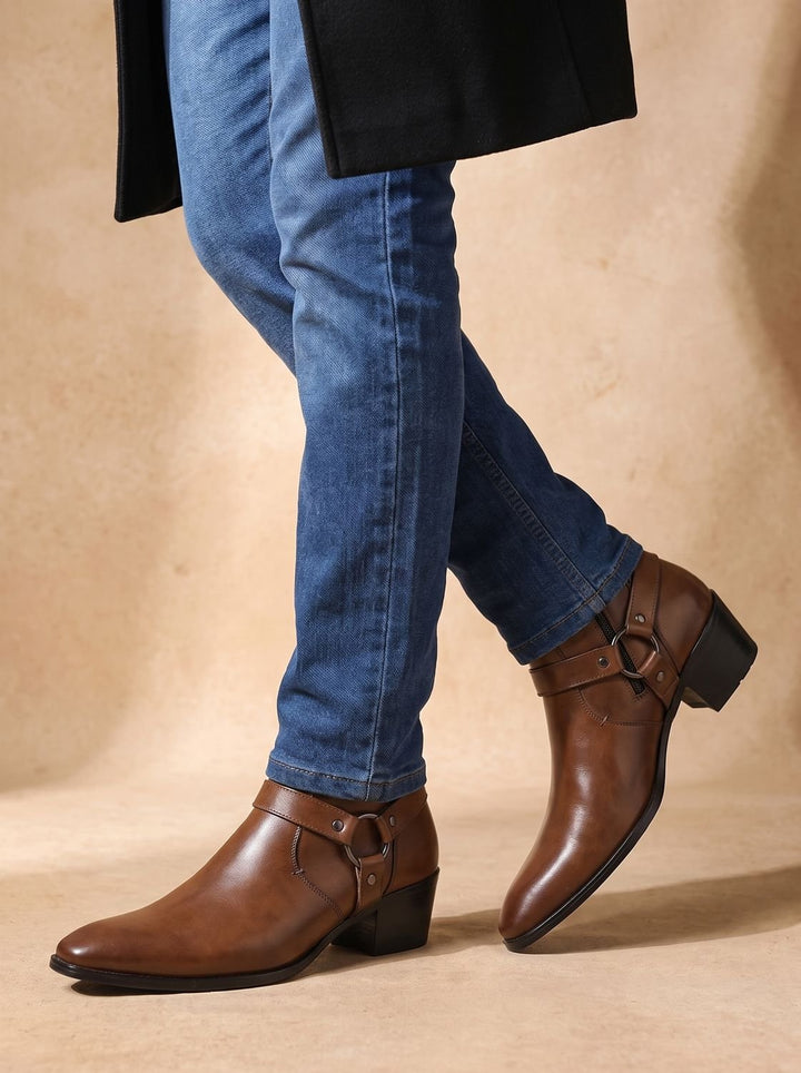 Alden | Men's Harness-Strap Chisel-Toe Leather Ankle Boots